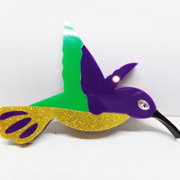 FABULOUS ACRYLIC HUMMINGBIRD BROOCH - Picture 2 of 4